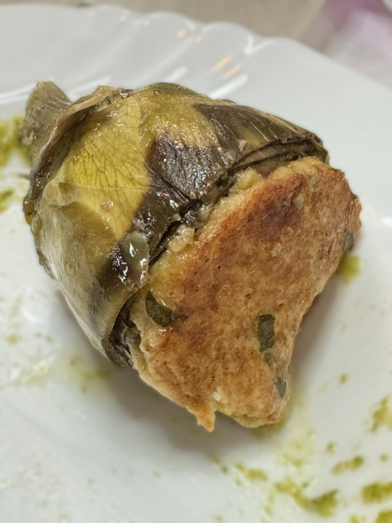 Stuffed artichoke made in the Puglia Kitchen, photo by the Puglia Guys.