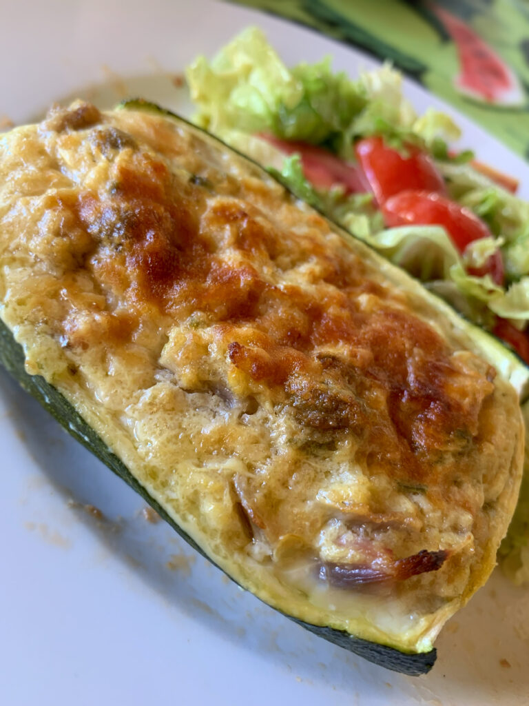 Stuffed aubergine (stuffed eggplants) melanzane ripiene from the Puglia Kitchen.