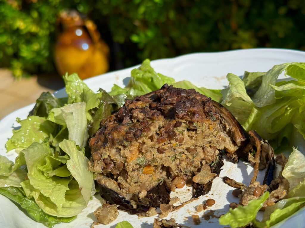 Stuffed aubergine (stuffed eggplants) melanzane ripiene recipe from the Puglia Kitchen by the Puglia Guys.