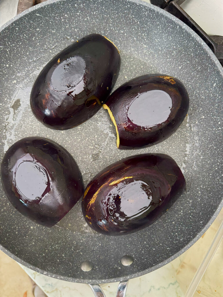 Stuffed aubergine (stuffed eggplants) melanzane ripiene recipe from the Puglia Kitchen by the Puglia Guys.