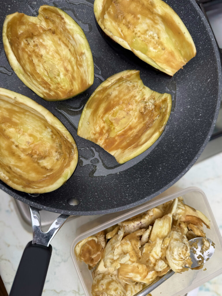 Stuffed aubergine (stuffed eggplants) melanzane ripiene recipe from the Puglia Kitchen by the Puglia Guys.