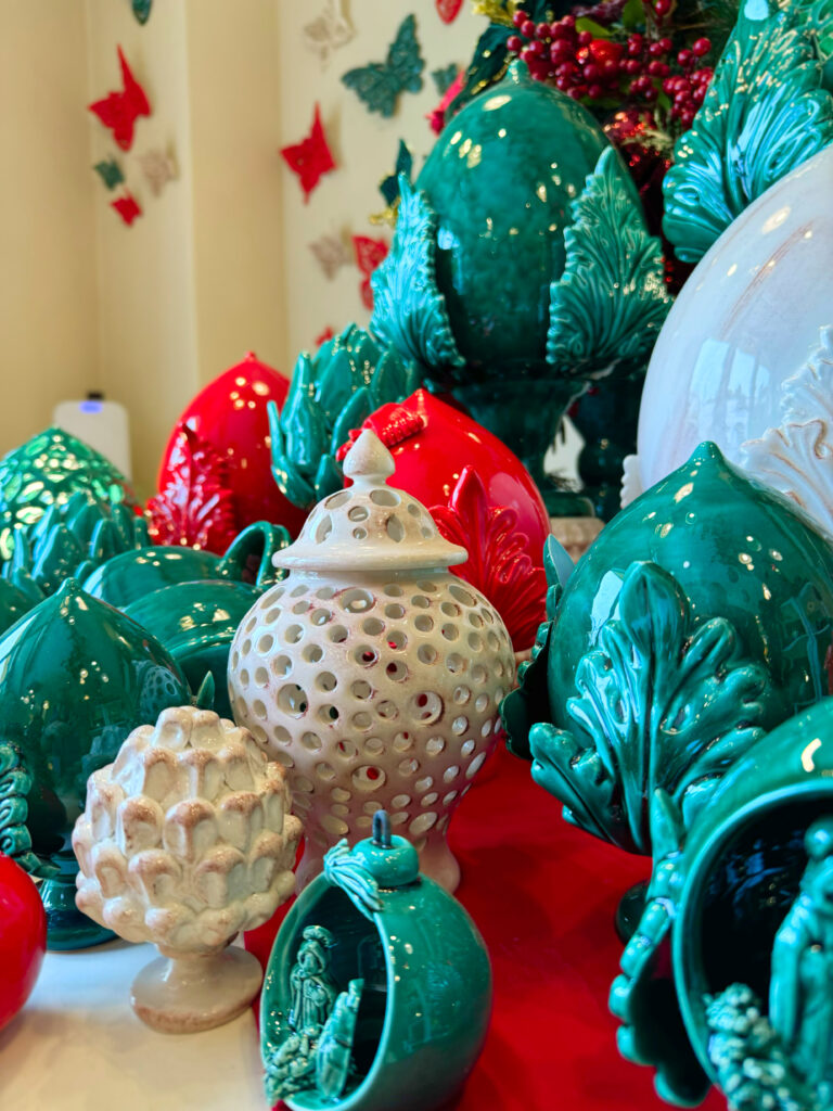 A Very Puglia Christmas. Ceramics from Grattaglie, Puglia make beautiful Christmas presents. Photo by the Puglia Guys for their Christmas Gifts from Puglia guide.