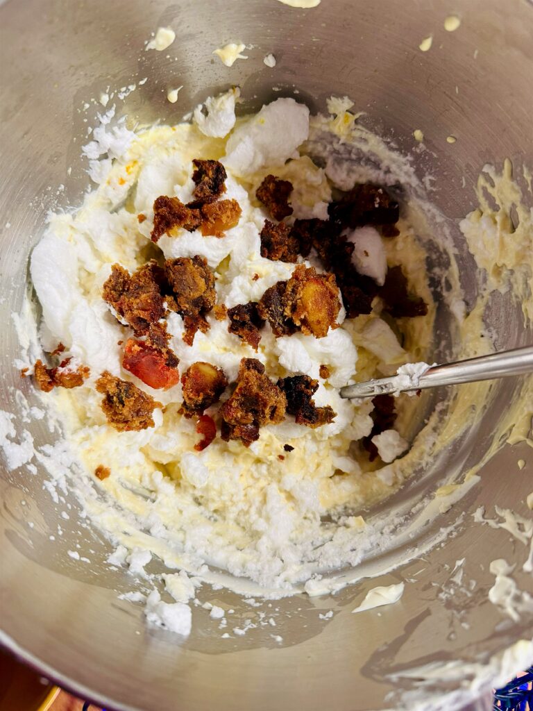 The Puglia Guys recipe for TiramiYule, inspired by our traditional Puglia Kitchen tiramisù recipe, adapted for using leftover Christmas cake. This festive twist swaps the traditional coffee-soaked ladyfingers for rich, spiced Christmas cake, complementing the mascarpone and cream for a dessert full of holiday flavours. Photo by the Puglia Guys for the Puglia Kitchen. PugliaGuys.com