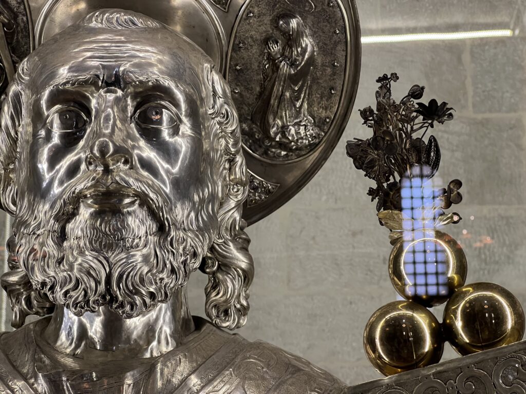 Statue of San Nicola di Bari, Saint Nicholas in the Basilica di San Nicola, Bari. Photo by the Puglia Guys, Puglia ambassadors. PugliaGuys.com